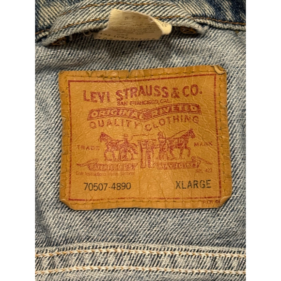 Vtg 80s Levi’s Denim Tucker Jacket Harley-Davidson Patch Made in USA Sz XL - Picture 14 of 14